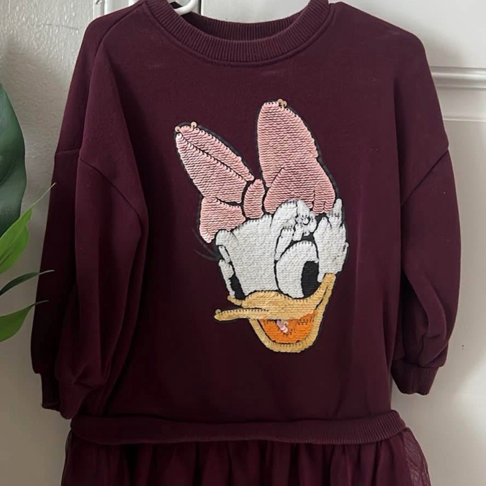 Next Direct Burgundy Dress with Cartoon Character